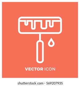 paint roller line vector icon