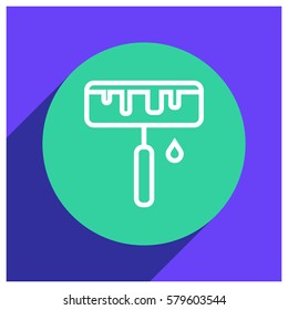 paint roller line vector icon