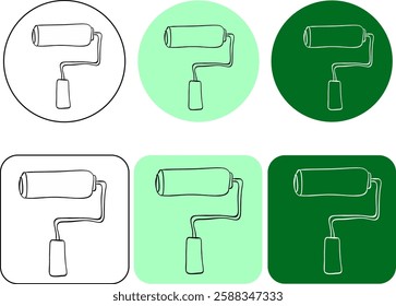 Icono del logotipo del rodillo de la pintura, Ilustración vectorial linear gráfica de la muestra de la tinta
