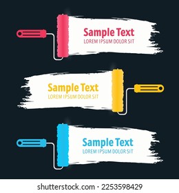 Paint roller with long stroke isolated on blue background