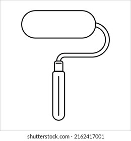 Roller de pintura de líneas blancas. Se puede usar como un icono.