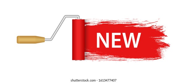 Paint roller new banner isolated
