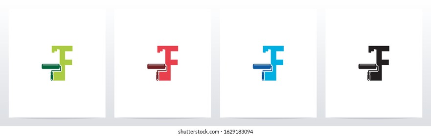 Paint Roller On Letter Logo Design F