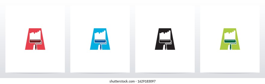 Paint Roller On Letter Logo Design A