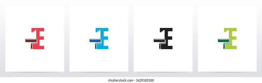 Paint Roller On Letter Logo Design E