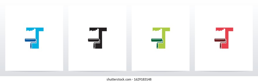 Paint Roller On Letter Logo Design T
