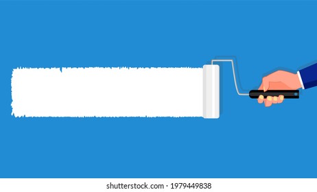 Paint with a paint roller on the wall. Brush stroke background vector.