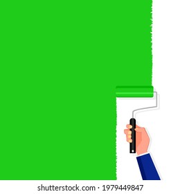 Pintar con un rodillo de pintura en la pared. Vector de fondo del trazo de pincel.