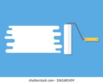 Paint Roller on Wall. Illustration in flat style