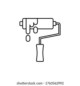 paint roller outline Icon. construction vector illustration on white background
