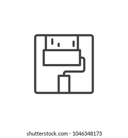 Paint roller outline icon. linear style sign for mobile concept and web design. Painting a wall tool simple line vector icon. Symbol, logo illustration. Pixel perfect vector graphics