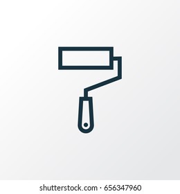Paint Roller Outline Symbol. Premium Quality Isolated Wall Painter Element In Trendy Style.