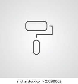 paint roller outline thin symbol, dark on white background, logo editable, creative template