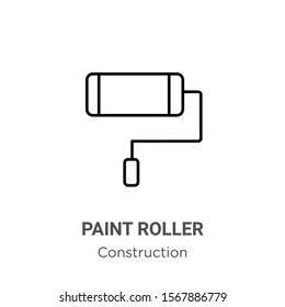 Paint roller outline vector icon. Thin line black paint roller icon, flat vector simple element illustration from editable construction concept isolated on white background