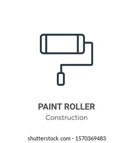 Paint roller outline vector icon. Thin line black paint roller icon, flat vector simple element illustration from editable construction concept isolated on white background
