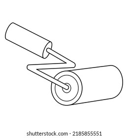 Paint roller outline vector on white background