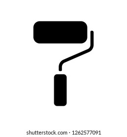 Paint roller, paintbrush icon. Black icon on white background