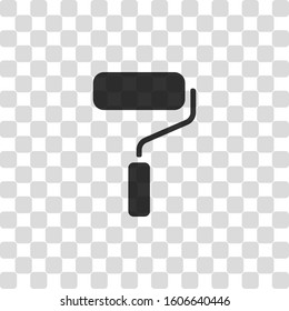 Paint roller, paintbrush icon. Black symbol on transparency grid
