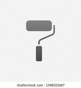 Paint roller, paintbrush icon. On grid background