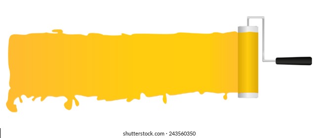 Paint Roller With Painted Yellow Stripe