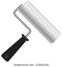 Paint roller for painting walls, plastic handle. Vector illustration