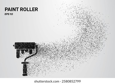 Paint Roller of particles. Paint Roller consists of small circles. Vector illustration.