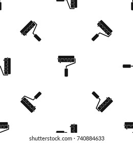 Paint roller with paint pattern repeat seamless in black color for any design. Vector geometric illustration