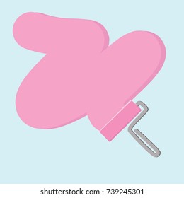 Paint roller with pink paint