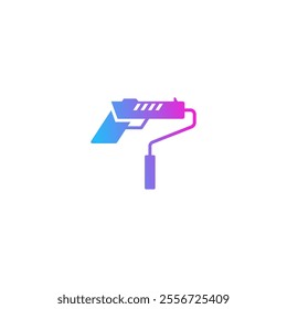Paint roller and pistol logo design.