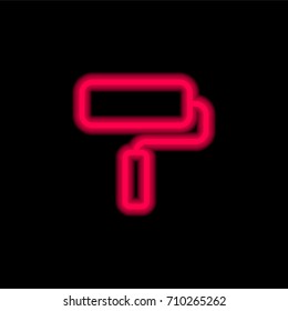 Paint roller red glowing neon ui ux icon. Glowing sign logo vector