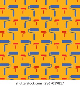 Paint Roller Seamless Pattern Vector Illustration Background