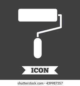 Paint roller sign icon. Painting tool symbol. Graphic design element. Flat paint roller symbol on dark background. Vector