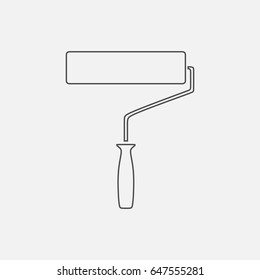 Paint roller simple icon. Contour illustration.