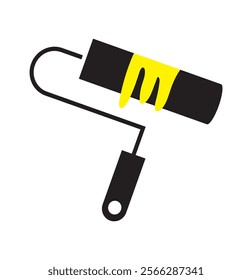 Paint roller simple icon. Painting roll silhouette black illustration.
