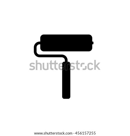 Paint roller simple icon. Painting roll silhouette black illustration.