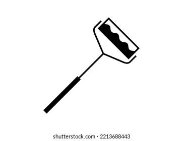 Paint roller. Simple illustration in black and white.