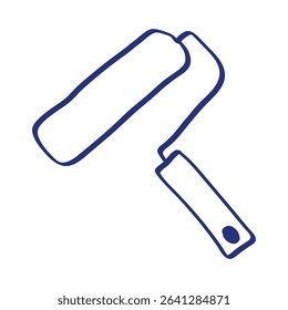 Paint roller sketch. Construction tool. Color vector instrument illustration