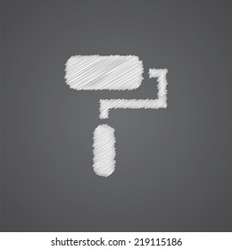 paint roller sketch logo doodle icon isolated on dark background 