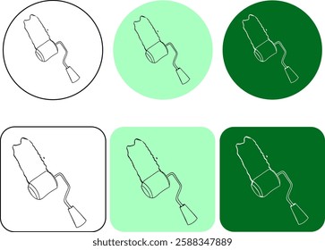 Paint roller with stroke graphic line ink logo. vector icon isolated on white background, work tool simple symbol
