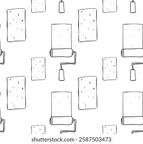 Paint roller with strokes seamless pattern. Vector graphic line brush. Color paint texture when painting with a roller.  isolated on white background
 - Powered by Shutterstock - Get 15% off with code: PIKWIZARD15