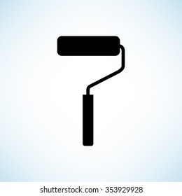 paint roller symbol  - black vector icon