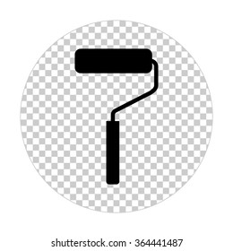 paint roller symbol -  black vector icon