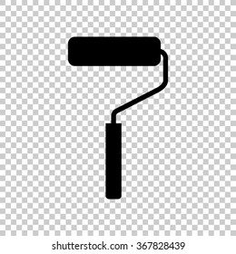 paint roller symbol -  black vector icon