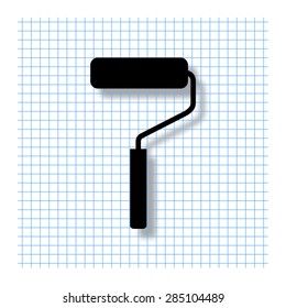 paint roller symbol - vector icon with shadow