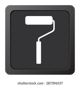 paint roller symbol - vector icon on a grey button