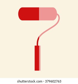 paint roller symbol - vector icon, flat design 