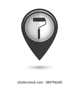 paint roller symbol - vector icon;  black map pointer