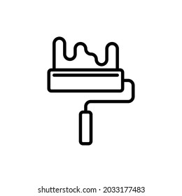 Paint roller thin line icon. Modern vector illustration of interior decoration.