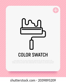 Paint roller thin line icon. Modern vector illustration of interior decoration.