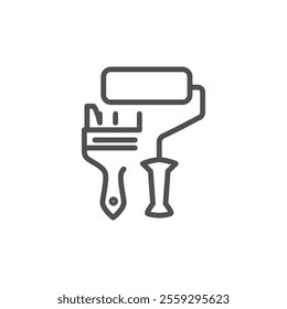 Paint roller thin outline icon vector design good for web or mobile app